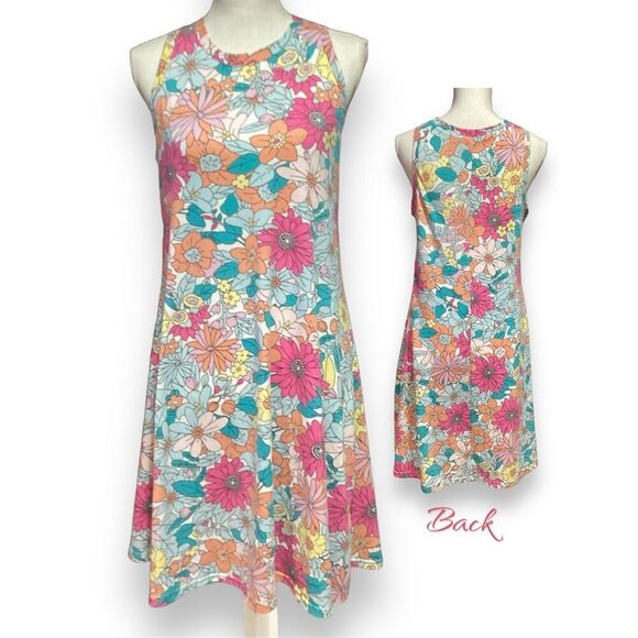 Round Neck 70’s Lover Style Sleeveless Pastel Floral Beach Tank Dress Size Mediu - Picture 8 of 8